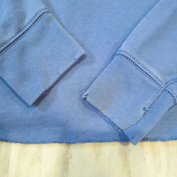 Aerie Womens Distressed Crew Neck Sweatshirt Sz XS Raw Hem Cropped Pullover - Picture 2 of 6